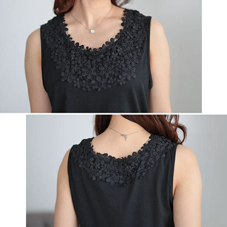 大きいサイズ レディース フラワーレースタンクトップ　plan-240031 【メール便可】