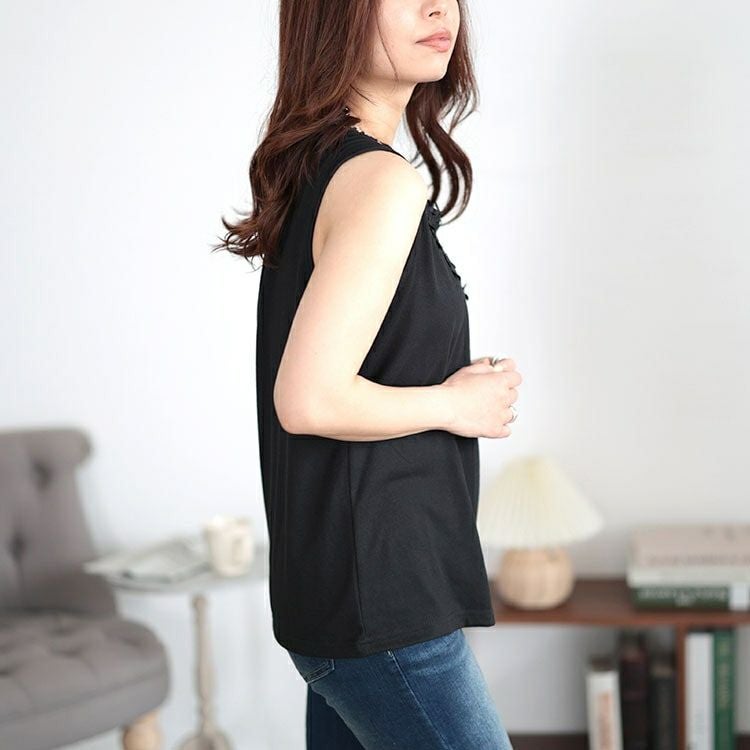 大きいサイズ レディース フラワーレースタンクトップ　plan-240031 【メール便可】