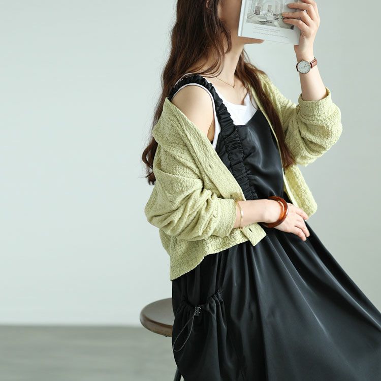 大きいサイズ レディース ドロストポケット肩ギャザージャンパースカート　fem-489