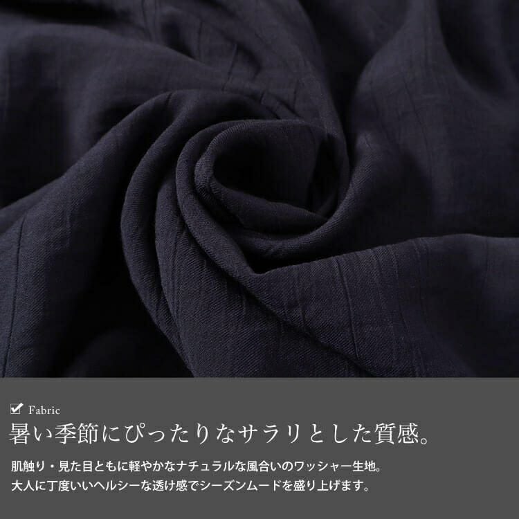 大きいサイズ レディース キーネックバックギャザーワッシャーワンピース　fem-482