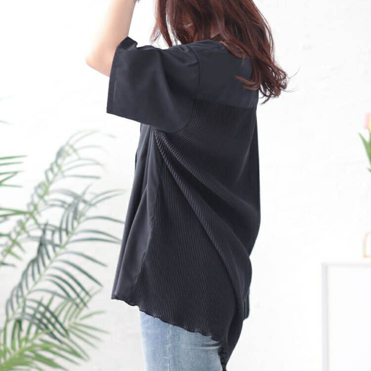 大きいサイズ レディース バックプリーツ切り替えシャツ　fem-480