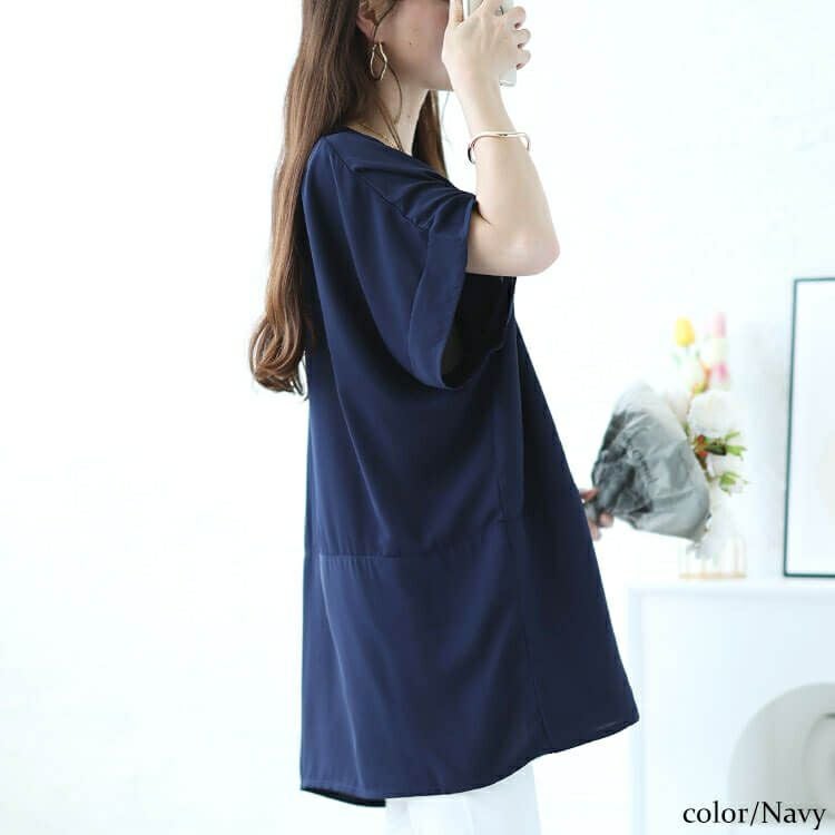 大きいサイズ レディース タック入りコクーンチュニック　fem-478