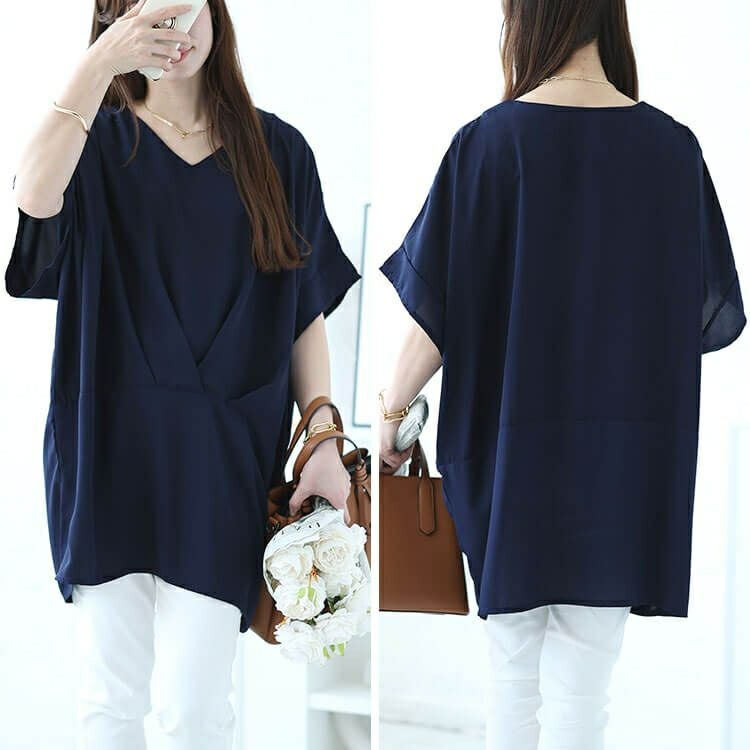 大きいサイズ レディース タック入りコクーンチュニック　fem-478