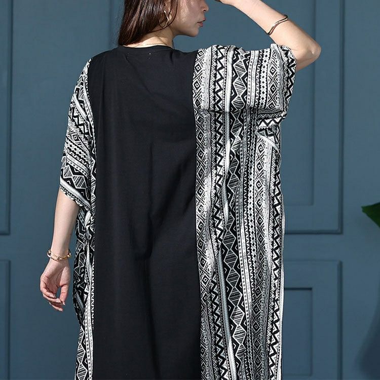 大きいサイズ レディース 接触冷感エスニック柄切り替えワンピース　kt-7824610