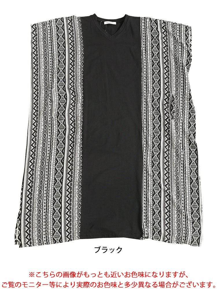 大きいサイズ レディース 接触冷感エスニック柄切り替えワンピース　kt-7824610