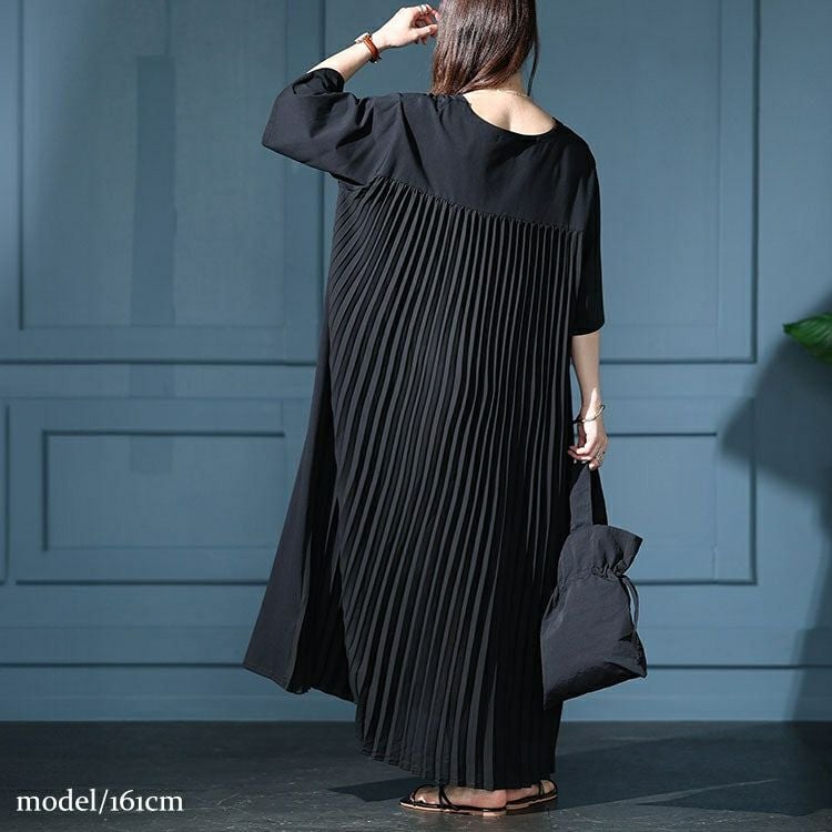 大きいサイズ レディース 接触冷感バックプリーツワンピース　kt-7824580