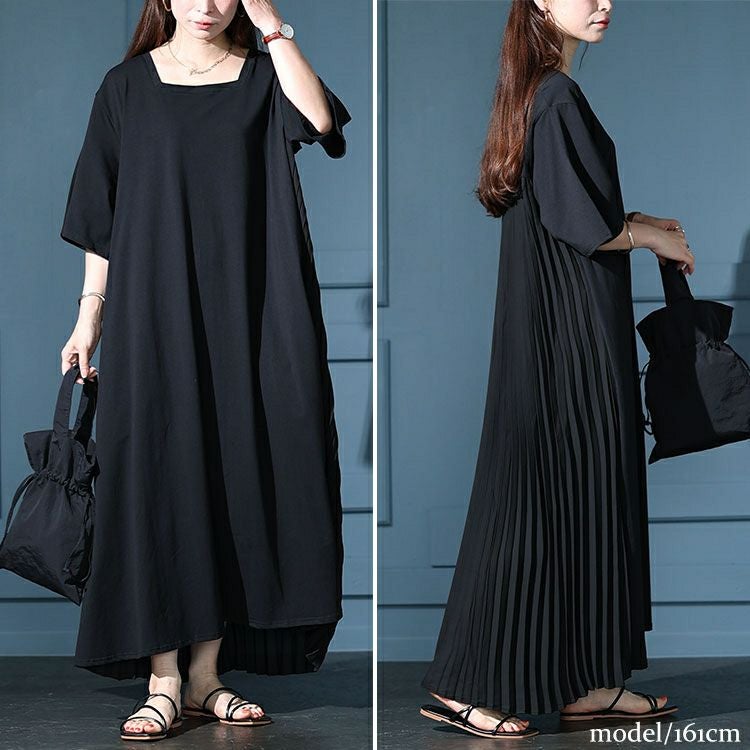 大きいサイズ レディース 接触冷感バックプリーツワンピース　kt-7824580