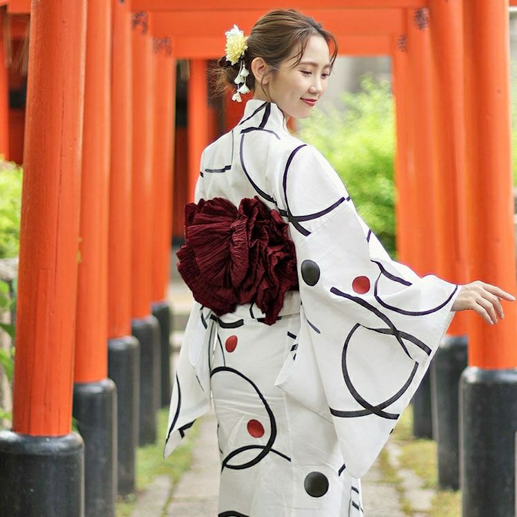 大きいサイズ レディース 【本仕立て浴衣】浴衣3点セット  大輪柄上下セパレート浴衣＆結び帯（3点）　yukata-s13s