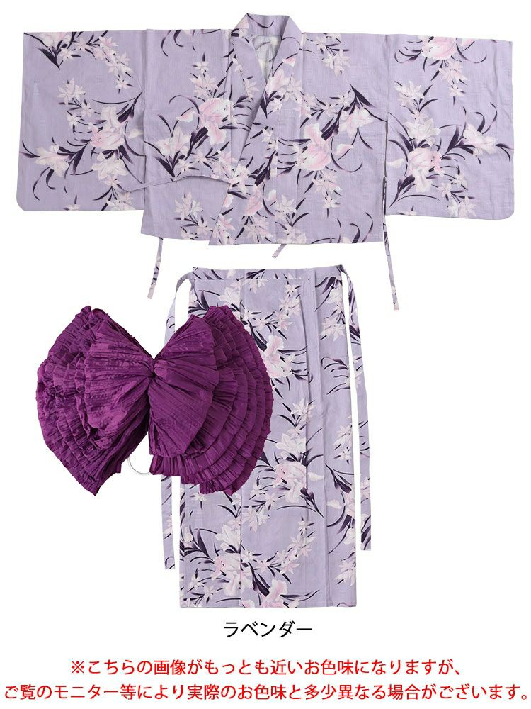 大きいサイズ レディース 【シアー浴衣】浴衣4点セット あやめ柄 上下セパレート浴衣＆結び帯＆インナー（4点）　yukata-s12s