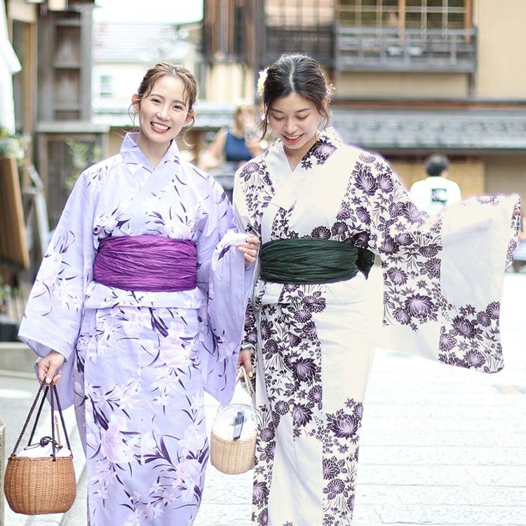 大きいサイズ レディース 【本仕立て浴衣】浴衣3点セット  紫市松の蓮柄上下セパレート浴衣＆結び帯（3点）　yukata-s10s