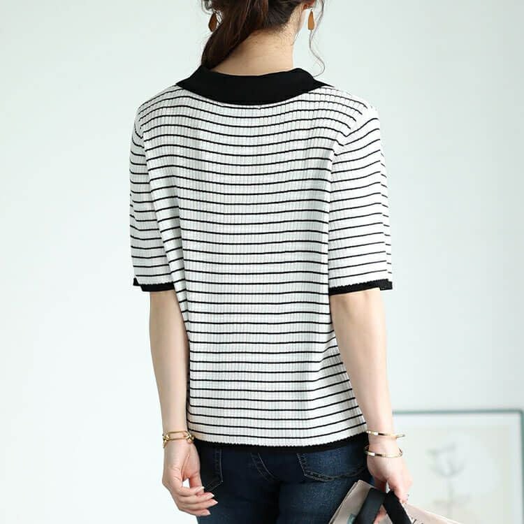 大きいサイズ レディース 襟付きリブニット　bro-0047