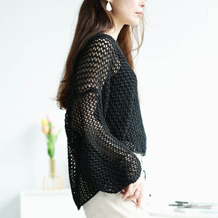 大きいサイズ レディース オーバーサイズメッシュニット　bro-0045