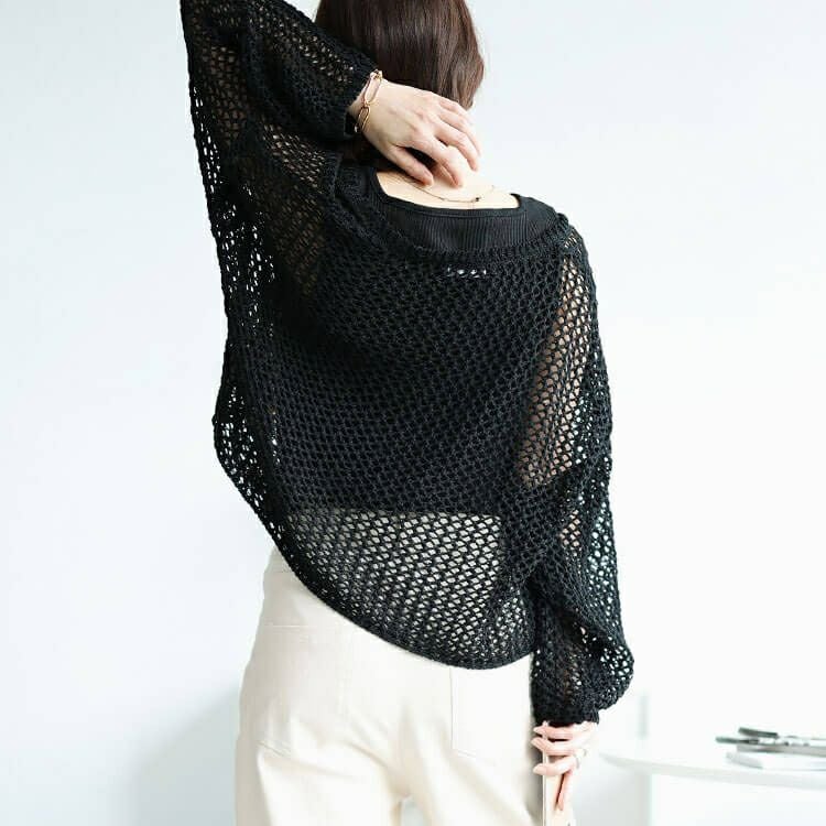 大きいサイズ レディース オーバーサイズメッシュニット　bro-0045