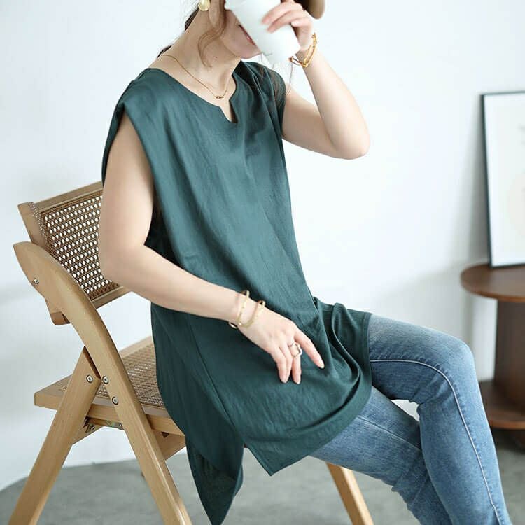 大きいサイズ レディース 接触冷感＆UVカット＆吸湿速乾サイドスリットチュニック　map-31