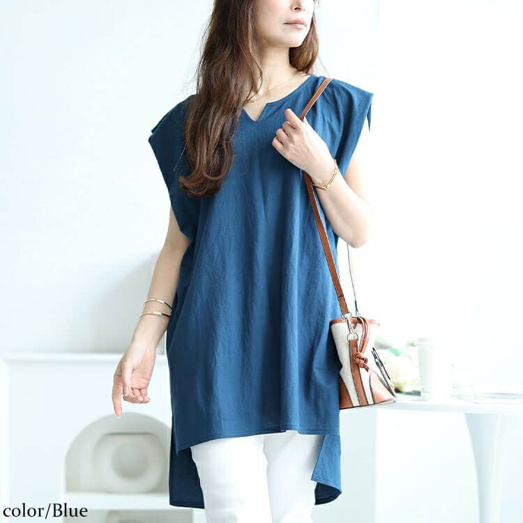 大きいサイズ レディース 接触冷感＆UVカット＆吸湿速乾サイドスリットチュニック　map-31