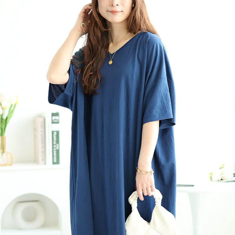 大きいサイズ レディース 接触冷感＆UVカット＆吸湿速乾サイドファスナーワンピース　map-28