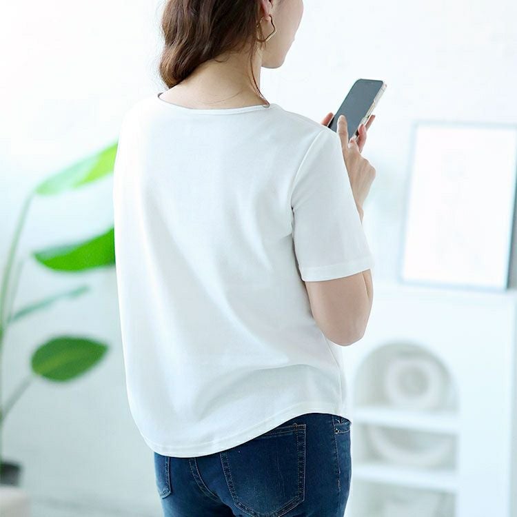 大きいサイズ レディース チェーン付きキーネックギャザーカットソー　goldy-1506 【メール便可】