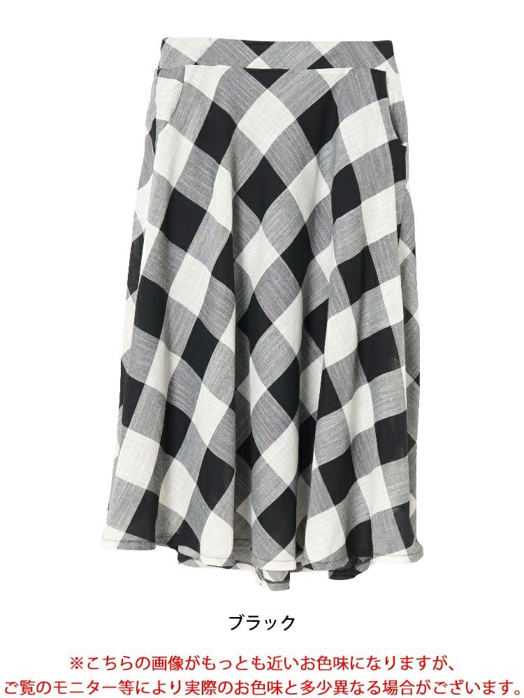 大きいサイズ レディース ビッグチェックロングフレアスカート　nw-24025