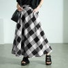 大きいサイズ レディース ビッグチェックロングフレアスカート　nw-24025 ブラック