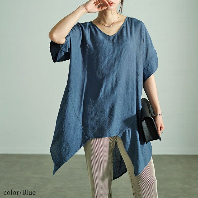 大きいサイズ レディース 裾変形デザインワイドプルオーバー　fem-481 【ゆうパケット可】