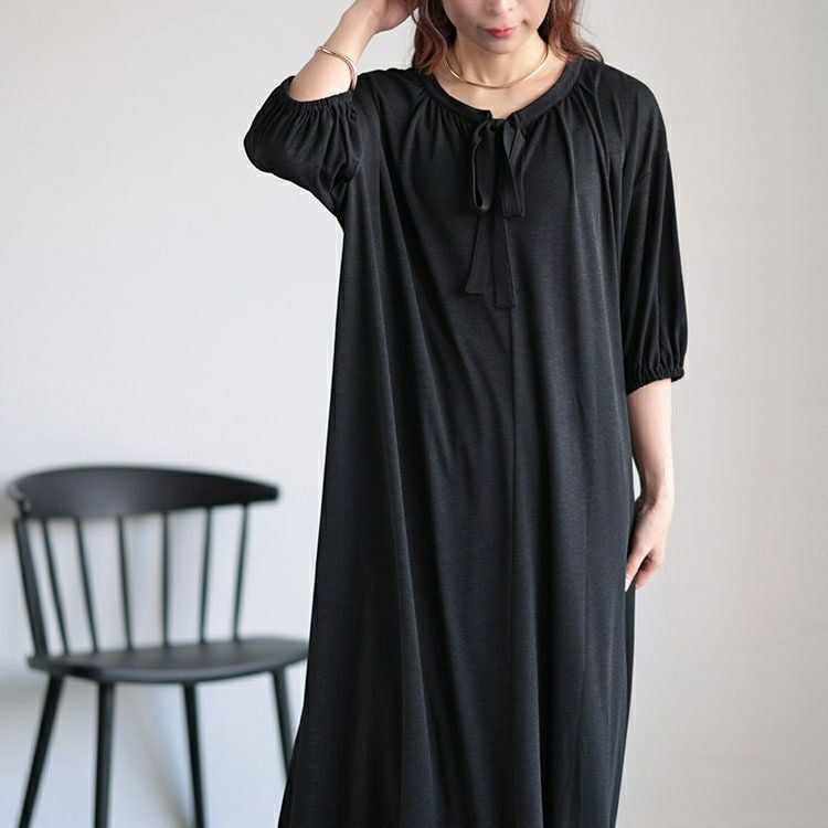 大きいサイズ レディース 前後2wayリボン＆ピンタックギャザーワンピース　u2-0092