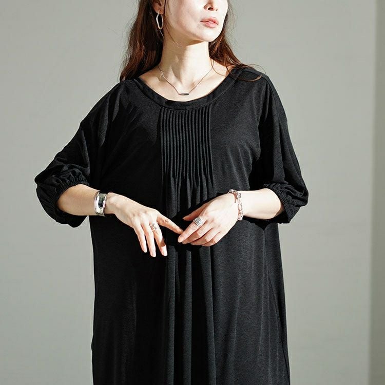 大きいサイズ レディース 前後2wayリボン＆ピンタックギャザーワンピース　u2-0092