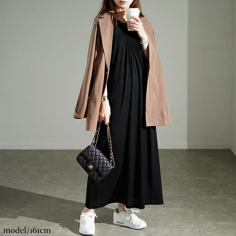 大きいサイズ レディース 前後2wayリボン＆ピンタックギャザーワンピース　u2-0092