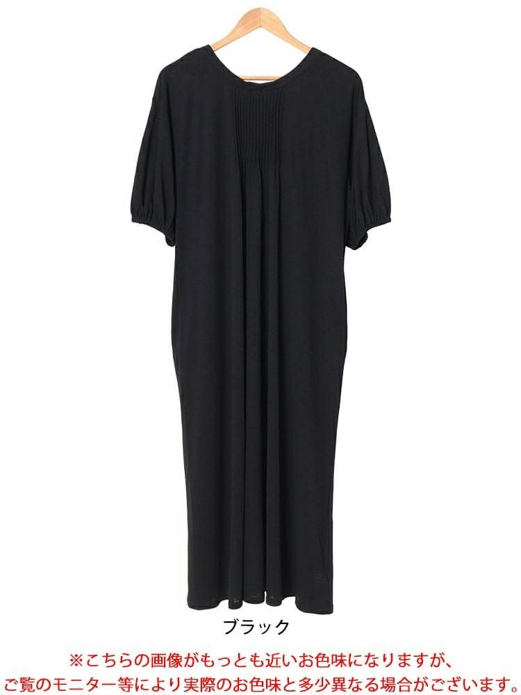 大きいサイズ レディース 前後2wayリボン＆ピンタックギャザーワンピース　u2-0092