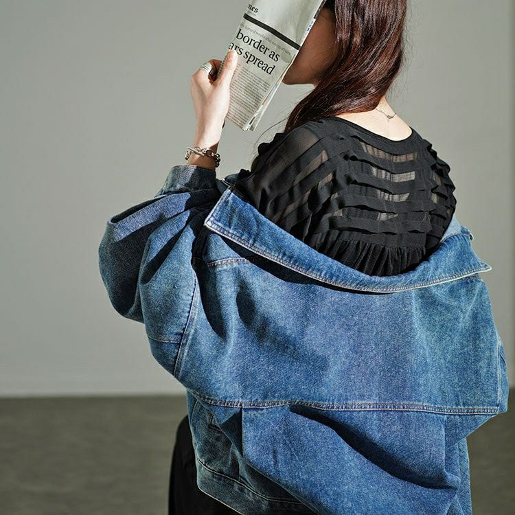 大きいサイズ レディース シアーボーダー切替えボリュームスリーブギャザーワンピース　u2-0089