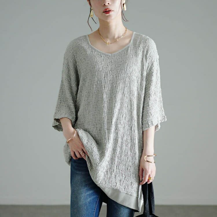 大きいサイズ レディース ダイヤモンドネックシャーリングプルオーバー　sw-0648