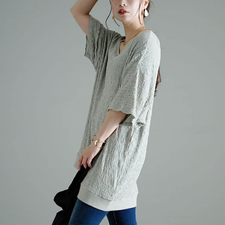 大きいサイズ レディース ダイヤモンドネックシャーリングプルオーバー　sw-0648