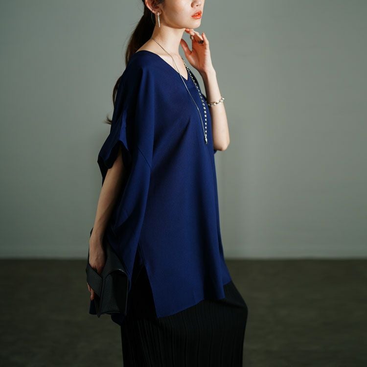 大きいサイズ レディース サイドスリットワイドドルマントップス 　sw-0646 【メール便可】