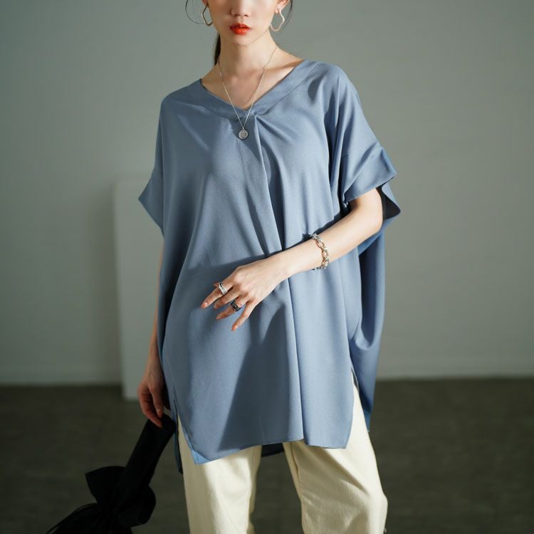 大きいサイズ レディース サイドスリットワイドドルマントップス 　sw-0646 【メール便可】