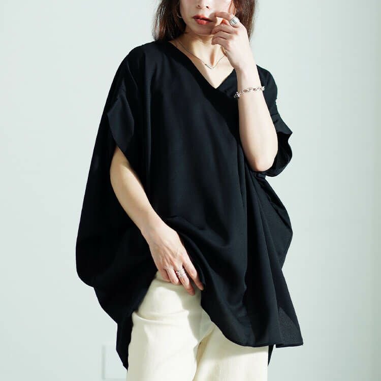 大きいサイズ レディース サイドスリットワイドドルマントップス 　sw-0646 【メール便可】