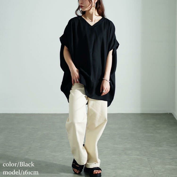 大きいサイズ レディース サイドスリットワイドドルマントップス 　sw-0646 【メール便可】