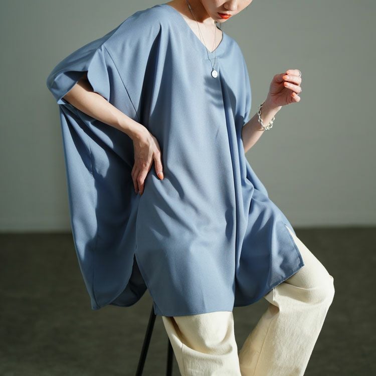 大きいサイズ レディース サイドスリットワイドドルマントップス 　sw-0646 【メール便可】