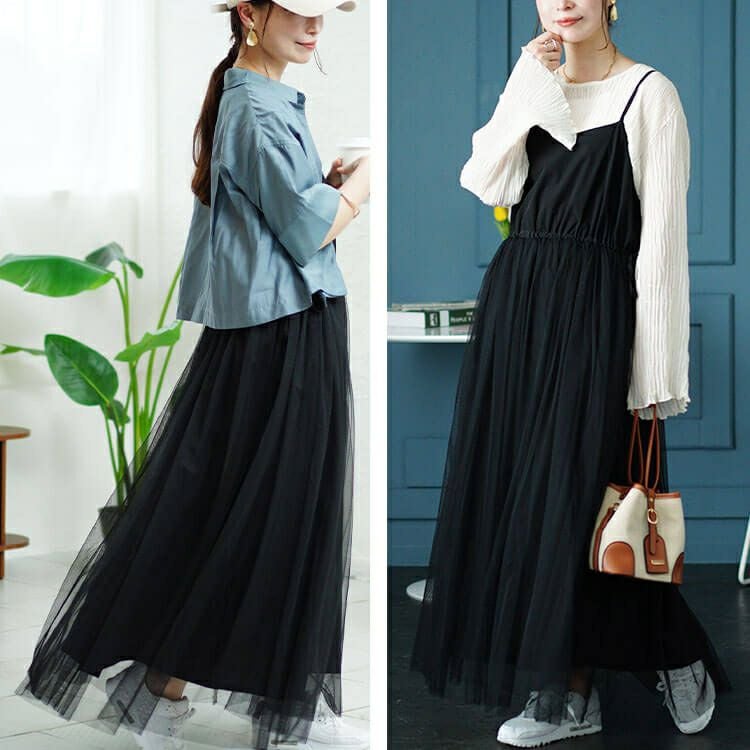 大きいサイズ レディース リボンチュールキャミワンピース　sw-0644