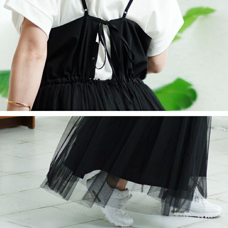 大きいサイズ レディース リボンチュールキャミワンピース　sw-0644