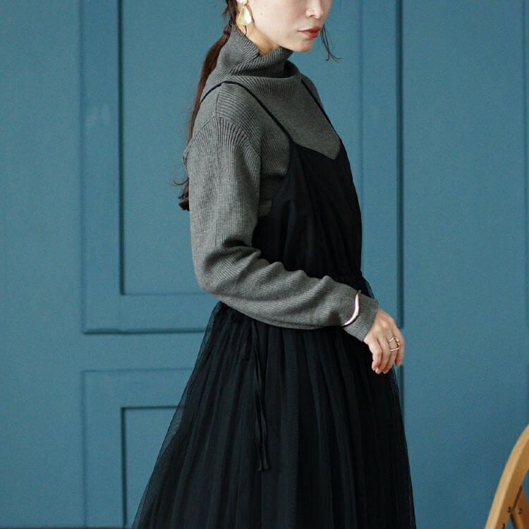 大きいサイズ レディース リボンチュールキャミワンピース　sw-0644