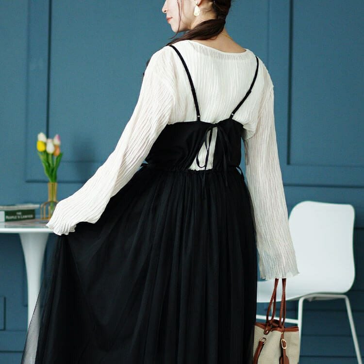 大きいサイズ レディース リボンチュールキャミワンピース　sw-0644