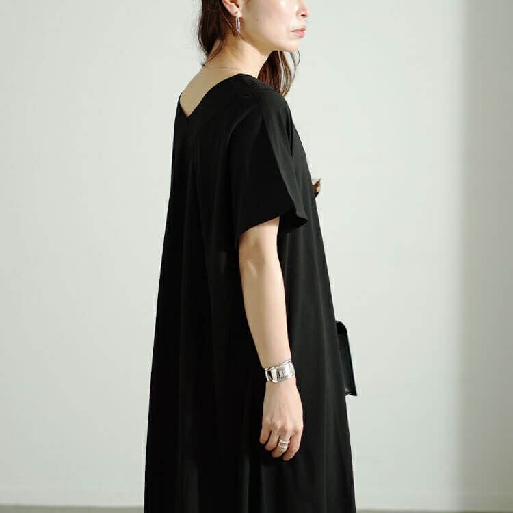 大きいサイズ レディース フレンチスリーブVネックワンピース　sw-0647