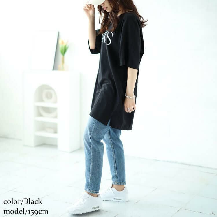 大きいサイズ レディース ビッグロゴコットンTシャツ　kt-4405 【メール便可】 ブラック
