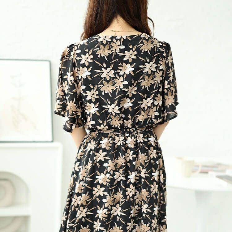 大きいサイズ レディース ボタニカルフラワー柄カシュクールワンピース　bro-0044