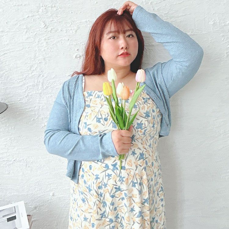 大きいサイズ レディース ラメリブカーディガン＆キャミソールワンピースセット　goldy-1501