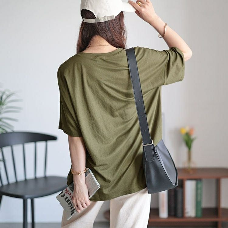 大きいサイズ レディース ひんやりジップポケット裾タックVネックTシャツ　plan-240090 【メール便可】