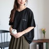 大きいサイズ レディース ひんやりジップポケット裾タックVネックTシャツ　plan-240090 【メール便可】 ブラック