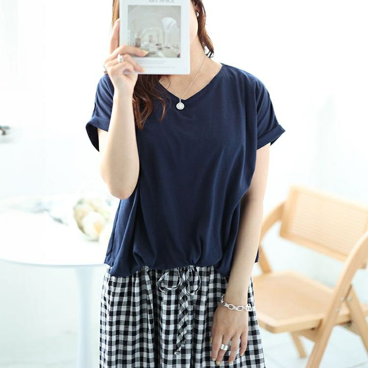 大きいサイズ レディース ギンガムチェックドッキングワンピース　plan-240084