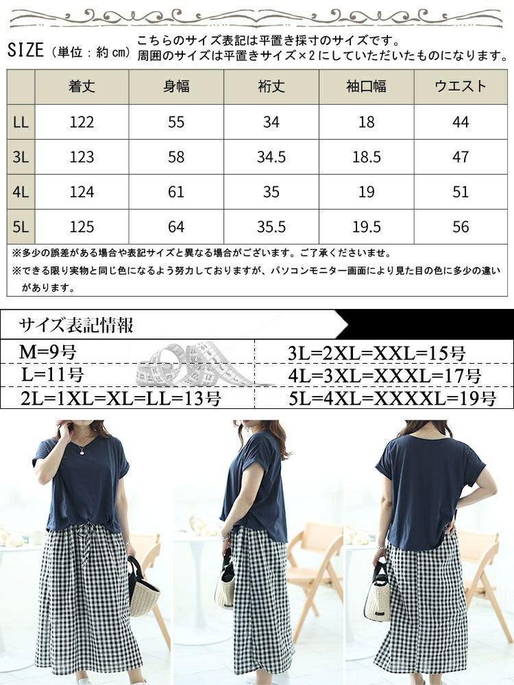 大きいサイズ レディース ギンガムチェックドッキングワンピース　plan-240084