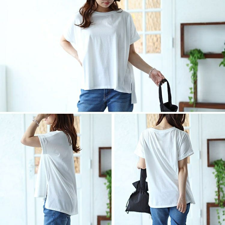 大きいサイズ レディース ラウンドネックTシャツ＆チェックキャミワンピース2点セット　plan-240081