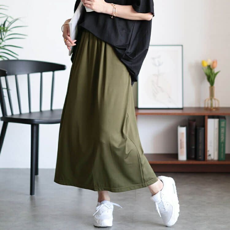 大きいサイズ レディース セミフレアカットスカート　maru-30047